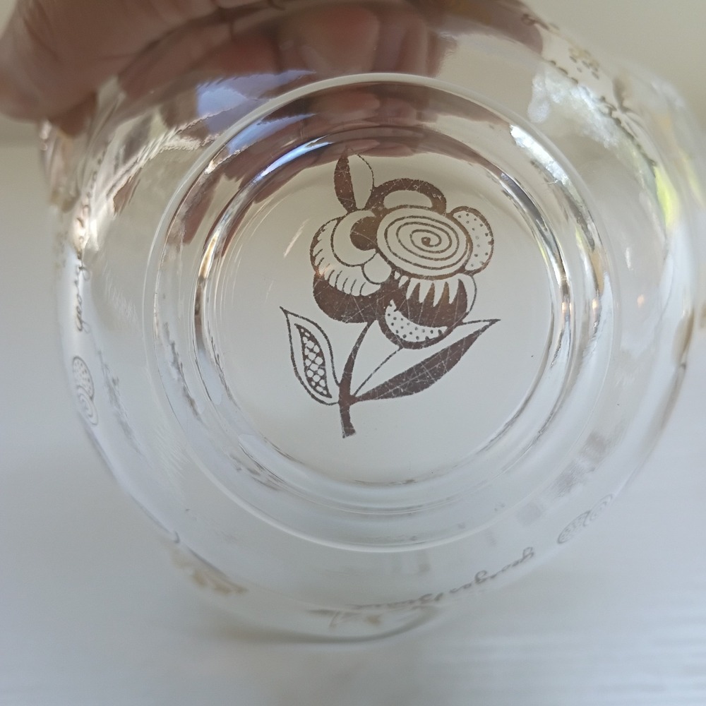 MCM Georges Briard Gold Floral Glass Bowl Jacobean Flowers W/ Gold Spoon - Picture 7 of 16